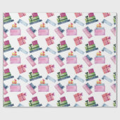 Kerst waterverf geschenken cadeaupapier (Vlak)