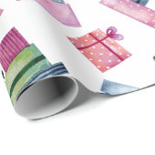 Kerst waterverf geschenken cadeaupapier (Rol Hoek)