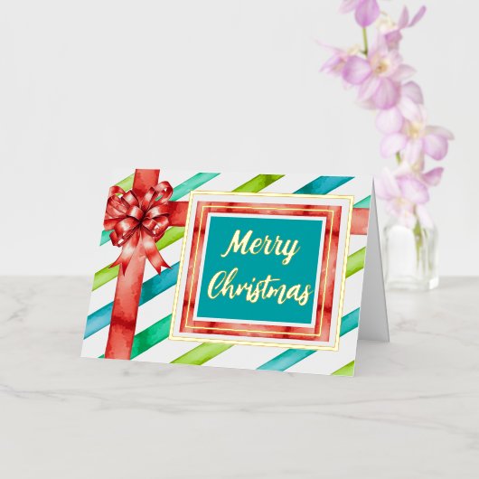 Kerst Waterverf gevouwen Folie vakantie Kaart (Orchidee)