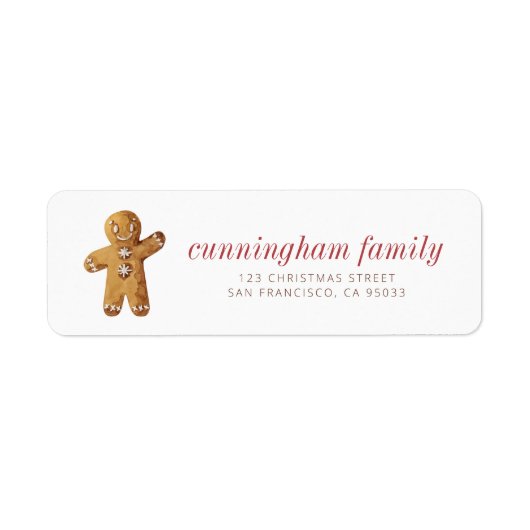Kerst Waterverf Gingerbread Man Etiket (Voorkant)