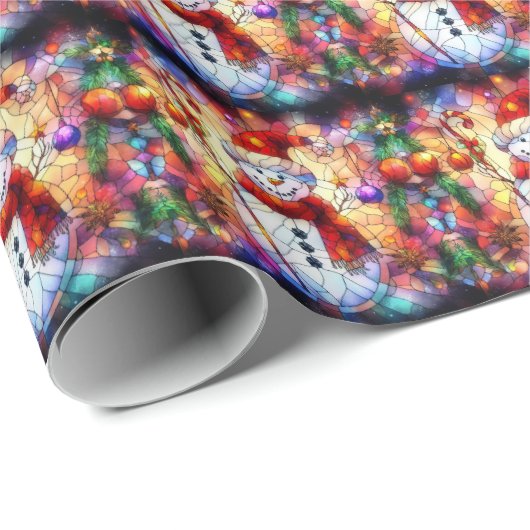 Kerst Waterverf Glas in lood inpakpapier (Rol Hoek)