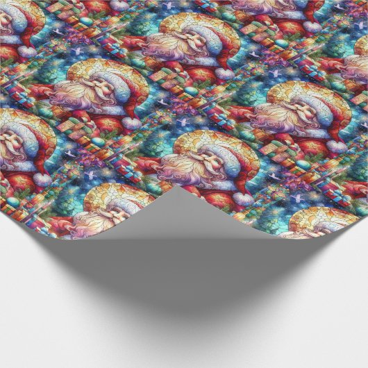 Kerst Waterverf Glas in lood inpakpapier (Hoek)