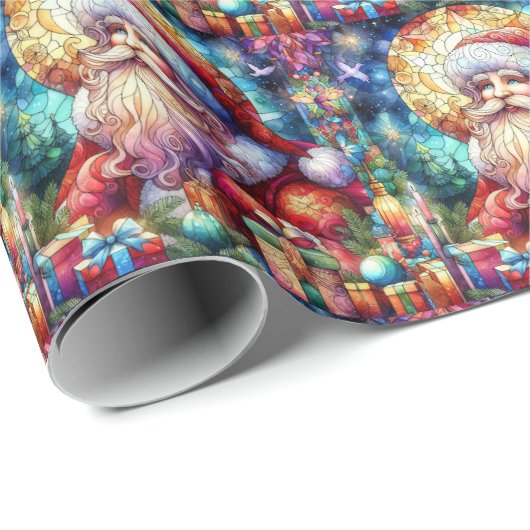 Kerst Waterverf Glas in lood inpakpapier (Rol Hoek)