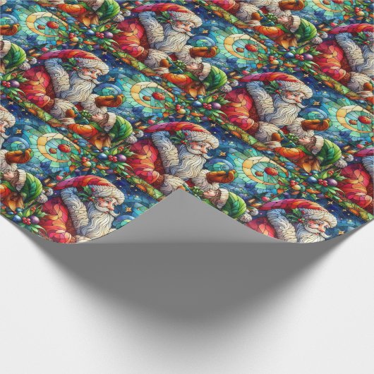 Kerst Waterverf Glas in lood inpakpapier (Hoek)