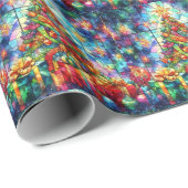 Kerst Waterverf Glas in lood inpakpapier (Rol Hoek)