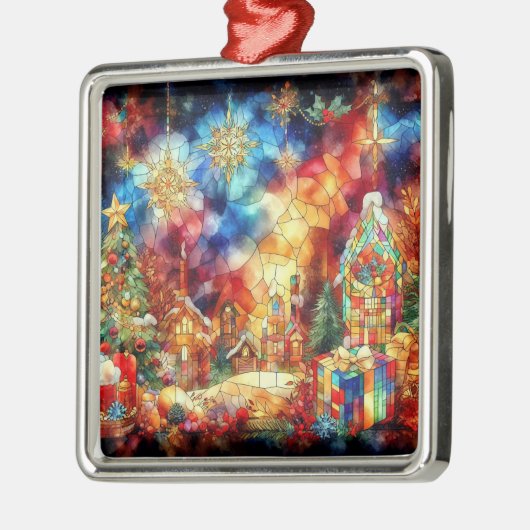 Kerst Waterverf Glas in lood Ornament (Links)