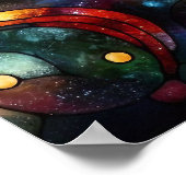 Kerst Waterverf Glas in lood Poster (Hoek)