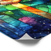 Kerst Waterverf Glas in lood Poster (Hoek)