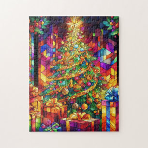 Kerst Waterverf Glas in lood puzzel