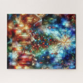 Kerst Waterverf Glas in lood puzzel (Horizontaal)