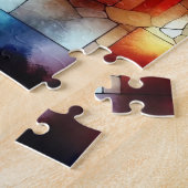 Kerst Waterverf Glas in lood puzzel (Zijkant)