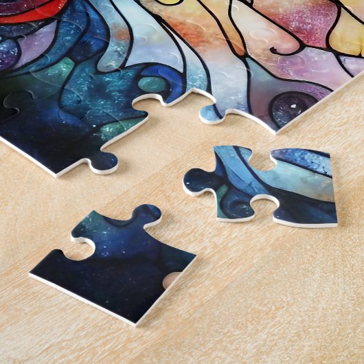 Kerst Waterverf Glas in lood puzzel Legpuzzel (Zijkant)