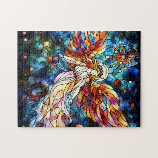 Kerst Waterverf Glas in lood puzzel Legpuzzel (Horizontaal)