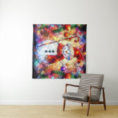 Kerst Waterverf Glas in lood Tapestry Wandkleed (In Situ (horizontaal))