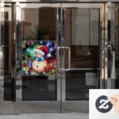 Kerst Waterverf Glas in lood Venster Cling Raamsticker (Kantoordeur)