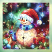 Kerst Waterverf Glas in lood Venster Cling Raamsticker (Vel 3)