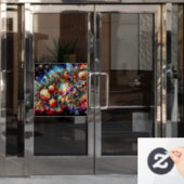 Kerst Waterverf Glas in lood Venster Cling Raamsticker (Kantoordeur)