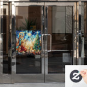 Kerst Waterverf Glas in lood Venster Cling Raamsticker (Kantoordeur)