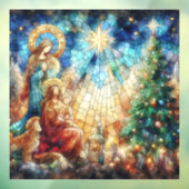 Kerst Waterverf Glas in lood Venster Cling Raamsticker (Vel 3)