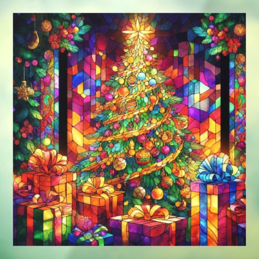 Kerst Waterverf Glas in lood Venster Cling Raamsticker (Vel 3)