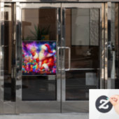 Kerst Waterverf Glas in lood Venster Cling Raamsticker (Kantoordeur)