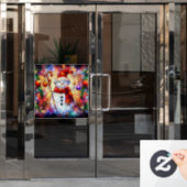 Kerst Waterverf Glas in lood Venster Cling Raamsticker (Kantoordeur)