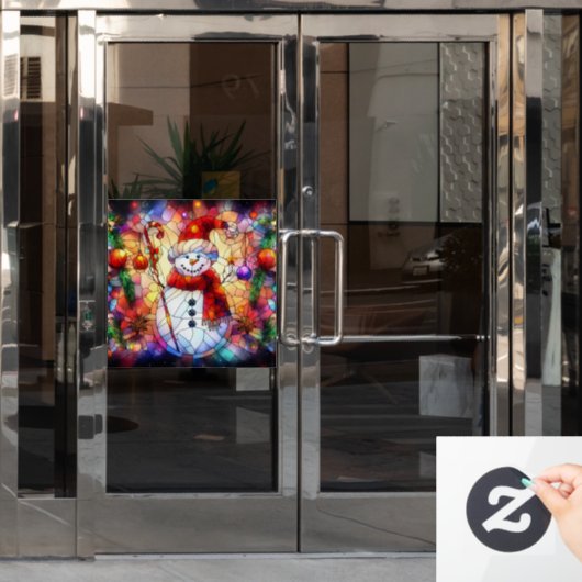 Kerst Waterverf Glas in lood Venster Cling Raamsticker (Kantoordeur)