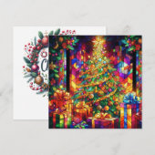 Kerst Waterverf Glas in lood Wenskaart Feestdagenkaart (Voorkant / Achterkant)