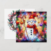 Kerst Waterverf Glas in lood Wenskaart Feestdagenkaart (Voorkant / Achterkant)