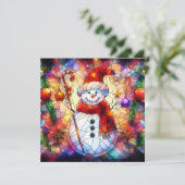 Kerst Waterverf Glas in lood Wenskaart Feestdagenkaart (Staand voorkant)