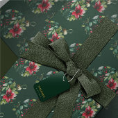 Kerst Waterverf Green Tree Poinsettia Bobble Cadeaupapier