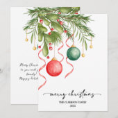 Kerst Waterverf Greenery Krans Xmas Feestdagenkaart (Voorkant / Achterkant)