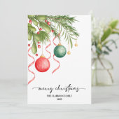 Kerst Waterverf Greenery Krans Xmas Feestdagenkaart (Staand voorkant)