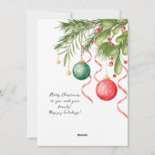 Kerst Waterverf Greenery Krans Xmas Feestdagenkaart (Achterkant)