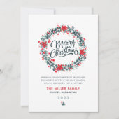 Kerst Waterverf groen Berry krans Script Feestdagenkaart (Voorkant)