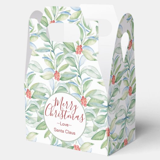 Kerst waterverf groen blad koekje bedankdoosjes (Geopend)