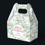 Kerst waterverf groen blad koekje bedankdoosjes<br><div class="desc">Ontworpen om te coördineren met mijn Christmas botanicals-collectie. Deze favor-doos bevat mijn originele watercolor-groenpatroon in tinten rood en groen met de woorden Merry Christmas in een trendy handgeschreven typografie. Personaliseer met de woorden Thank You met de namen en datum. Perfect voor koekjes, koekjesuitwisseling of als een bedankje voor een Kerstmis-huwelijksgunstdoos....</div>