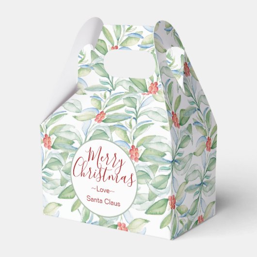 Kerst waterverf groen blad koekje bedankdoosjes (Voorkant Zijde)
