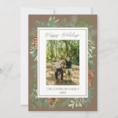 Kerst Waterverf Groen Botanische Taupe Feestdagenkaart (Voorkant)