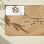 Kerst Waterverf groen krans bladeren Etiket