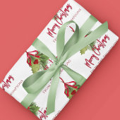 Kerst Waterverf groen rode kalligrafie Cadeaupapier