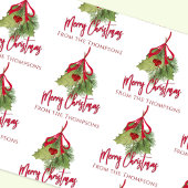 Kerst Waterverf groen rode kalligrafie Inpakpapier Vel