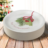 Kerst Waterverf groen vakantie Holly Berry Papieren Bordje