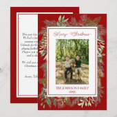 Kerst Waterverf Groene Botanische Rode Feestdagenkaart (Voorkant / Achterkant)