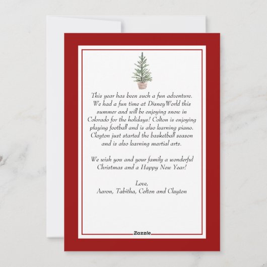 Kerst Waterverf Groene Botanische Rode Feestdagenkaart (Achterkant)