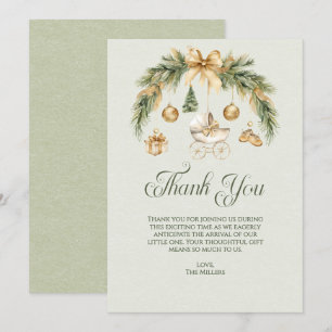 Kerst Waterverf Groene Winter Baby Shower Bedankkaart