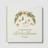 Kerst Waterverf Groene Winter Baby Shower Gastenboek (Voorkant)