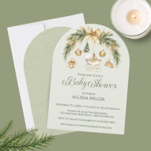 Kerst Waterverf Groene Winter Baby Shower