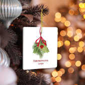 Kerst Waterverf Holly Berries Groen Eenvoudig Keramisch Ornament