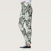 Kerst Waterverf Holly Flowers and Berries Leggings (Links)